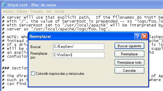 httpd.conf
- Bloc de Notas